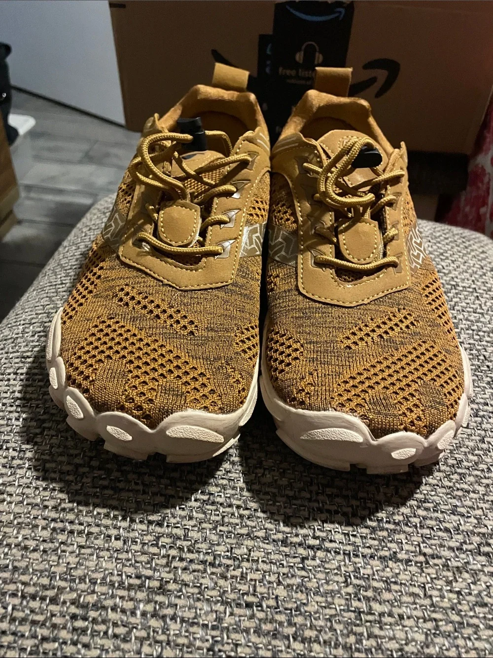 Women's Brown Knit Casual Slip-On Sneakers - Picture 5 of 9